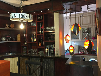 Old oak residential bar refurbished to an industrial bar